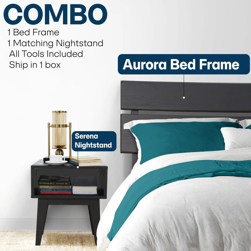 Aurora Solid Wood Bed Frame by Megsu