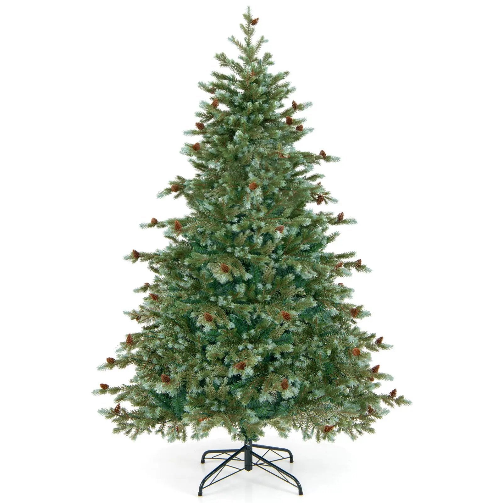 6/7/8 Feet Christmas Tree with Warm White LED Lights and Pine Cones by DirectDeals