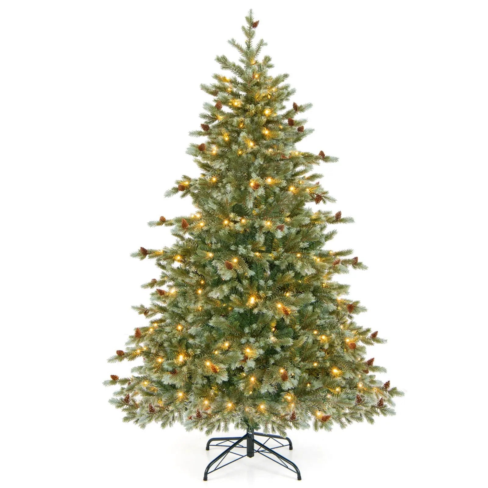 6/7/8 Feet Christmas Tree with Warm White LED Lights and Pine Cones by DirectDeals
