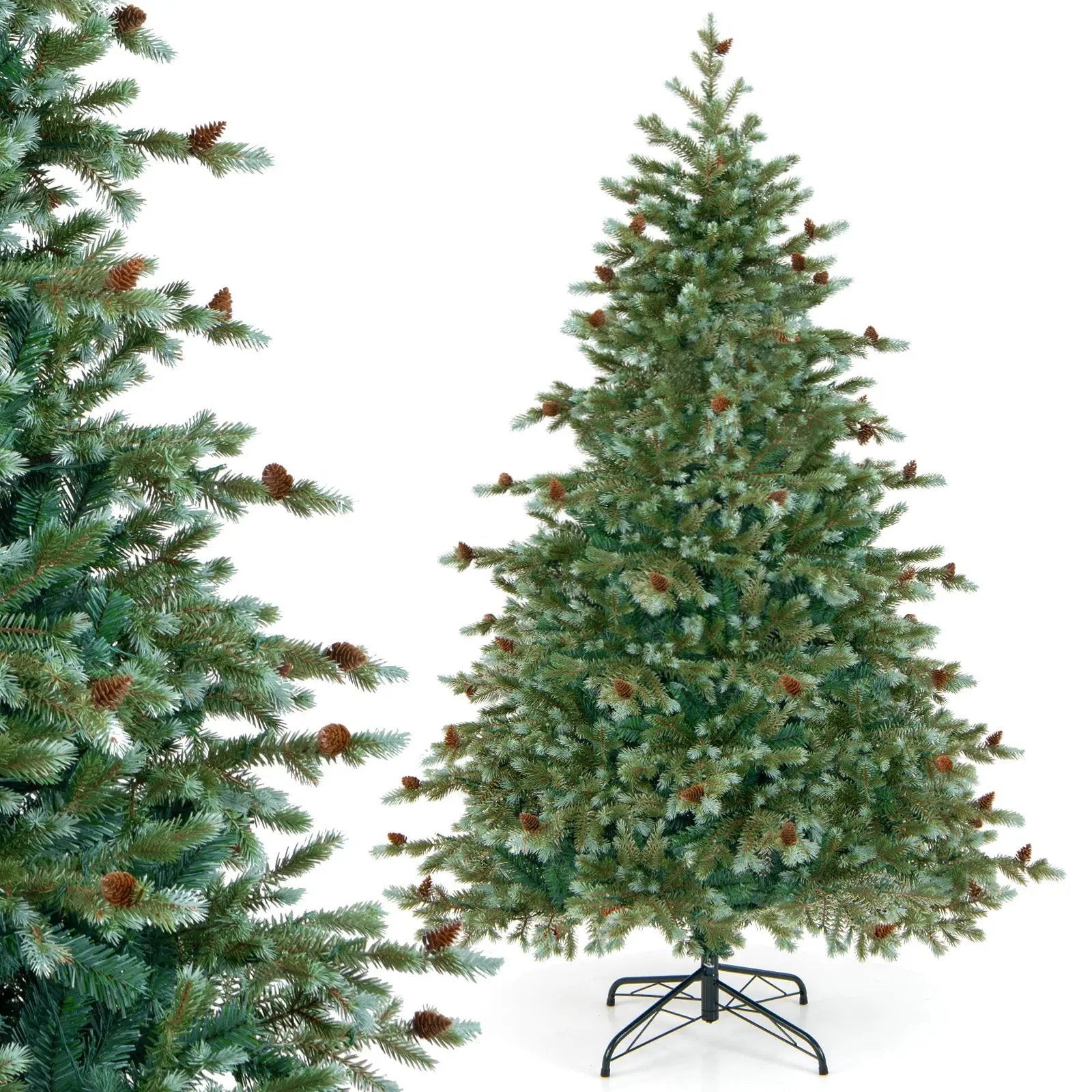 6/7/8 Feet Christmas Tree with Warm White LED Lights and Pine Cones by DirectDeals
