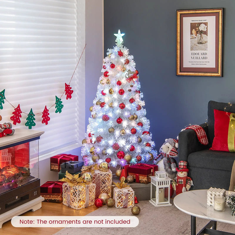 6/7 Feet Pre-Lit Fiber Optic White Snow-Flocked Artificial Christmas Tree by DirectDeals