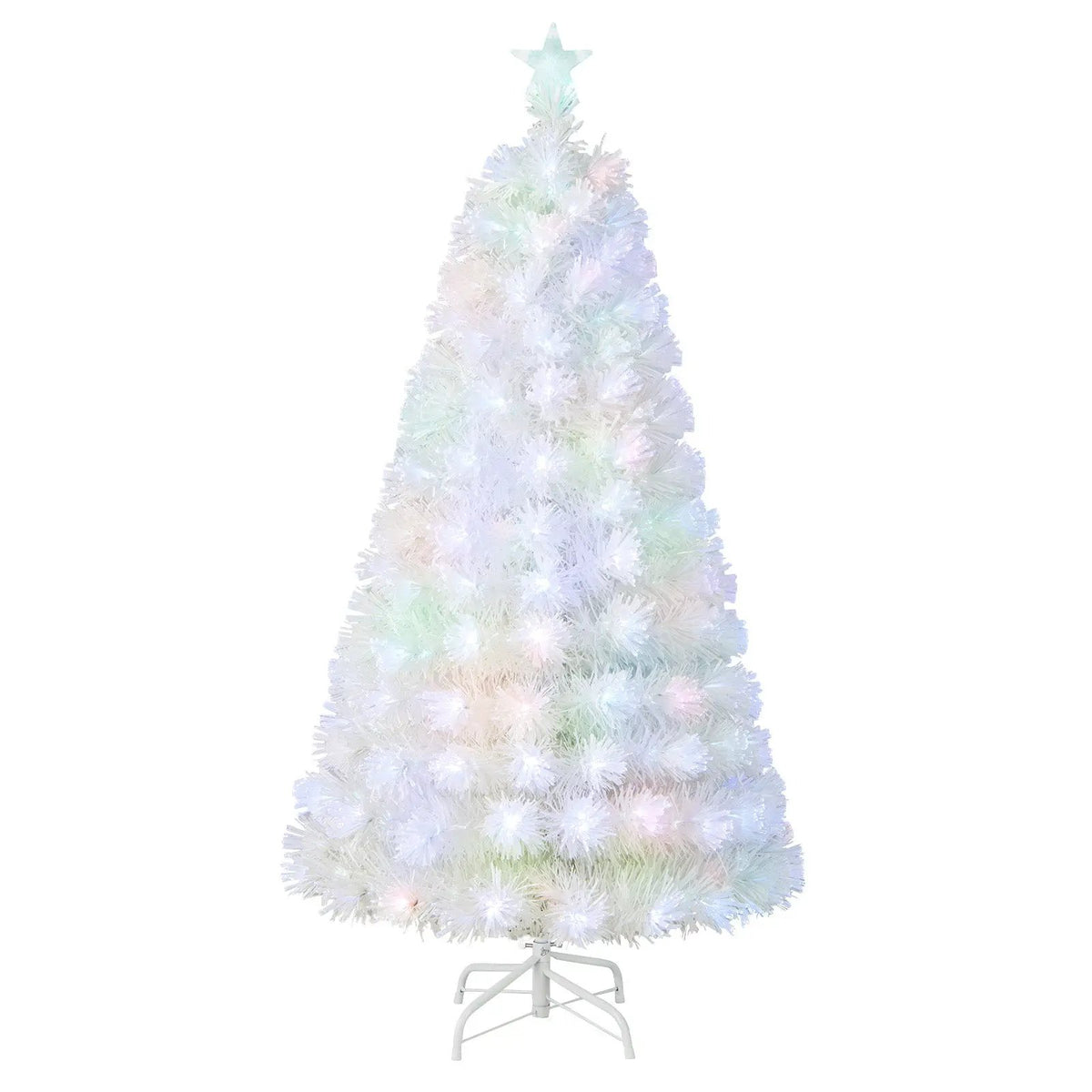 6/7 Feet Pre-Lit Fiber Optic White Snow-Flocked Artificial Christmas Tree by DirectDeals