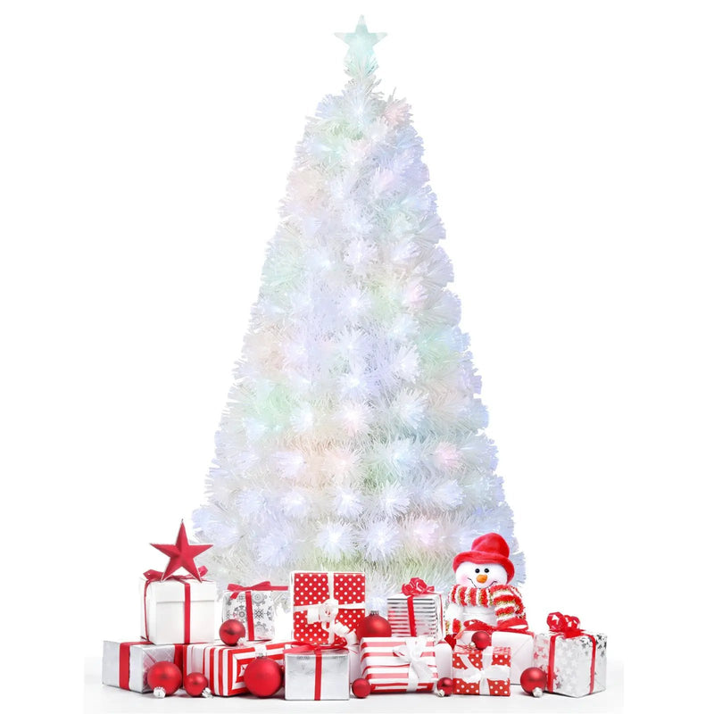 6/7 Feet Pre-Lit Fiber Optic White Snow-Flocked Artificial Christmas Tree by DirectDeals
