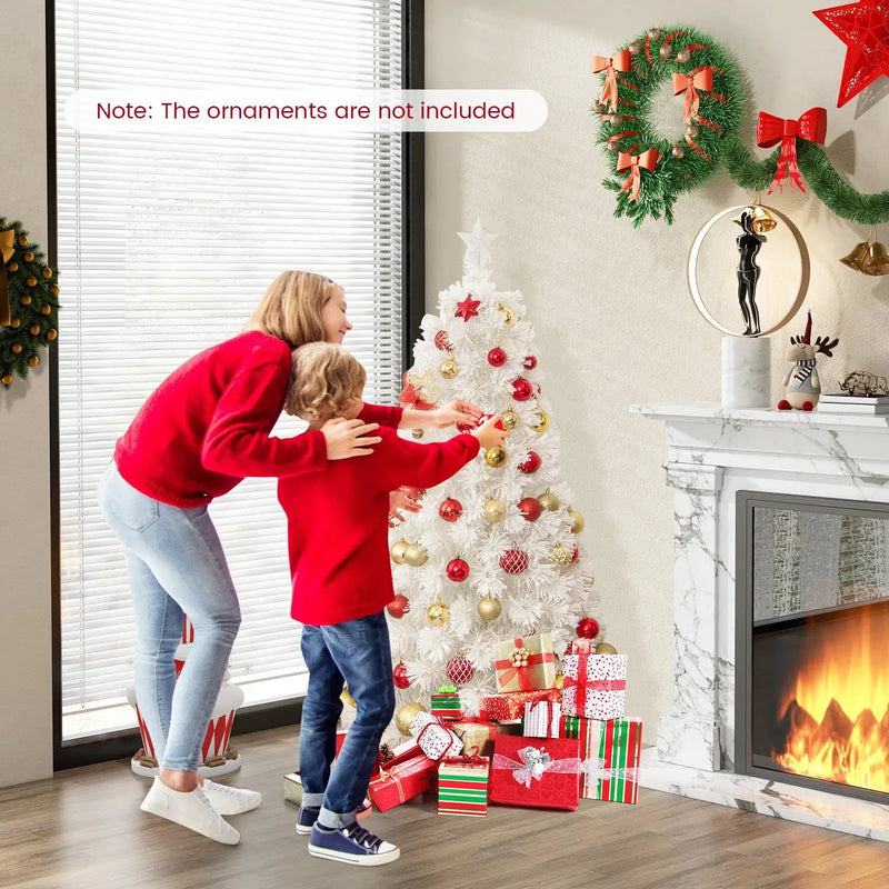 6/7 Feet Pre-Lit Fiber Optic White Snow-Flocked Artificial Christmas Tree by DirectDeals