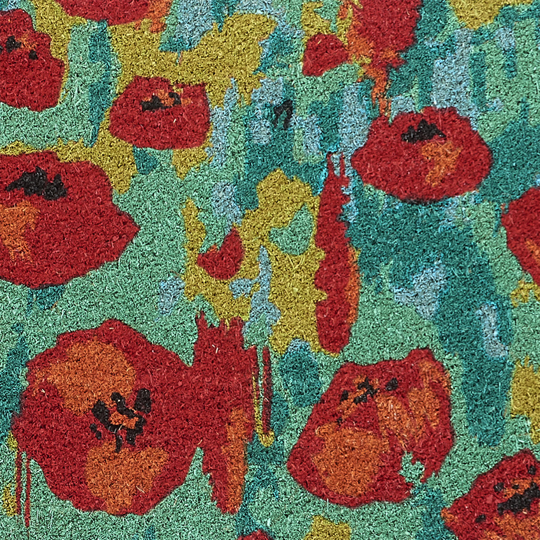 Field of Poppies - Red Multi Coir Doormat by Fab Habitat