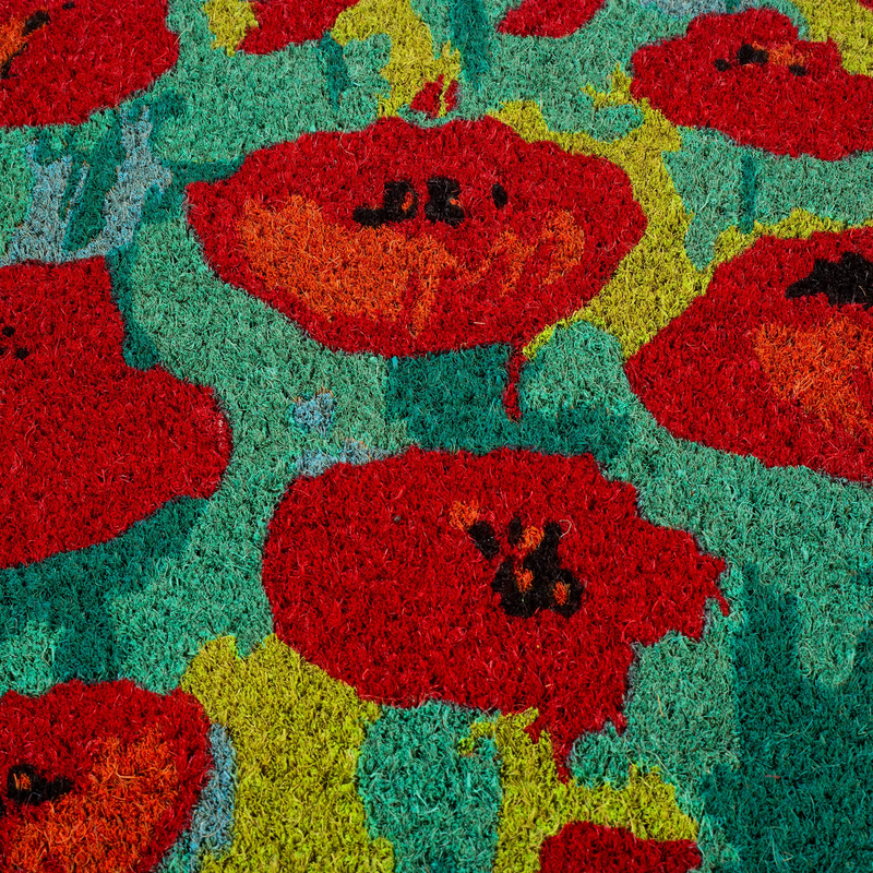 Field of Poppies - Red Multi Coir Doormat by Fab Habitat