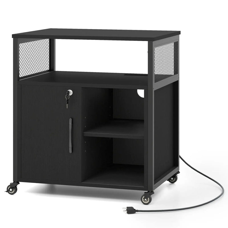 Mobile File Cabinet with Charging Station on Wheels by DirectDeals