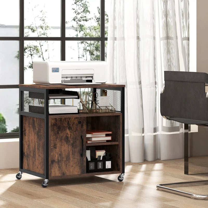 File Cabinet on Wheels with Charging Station and Cable Management Hole by DirectDeals