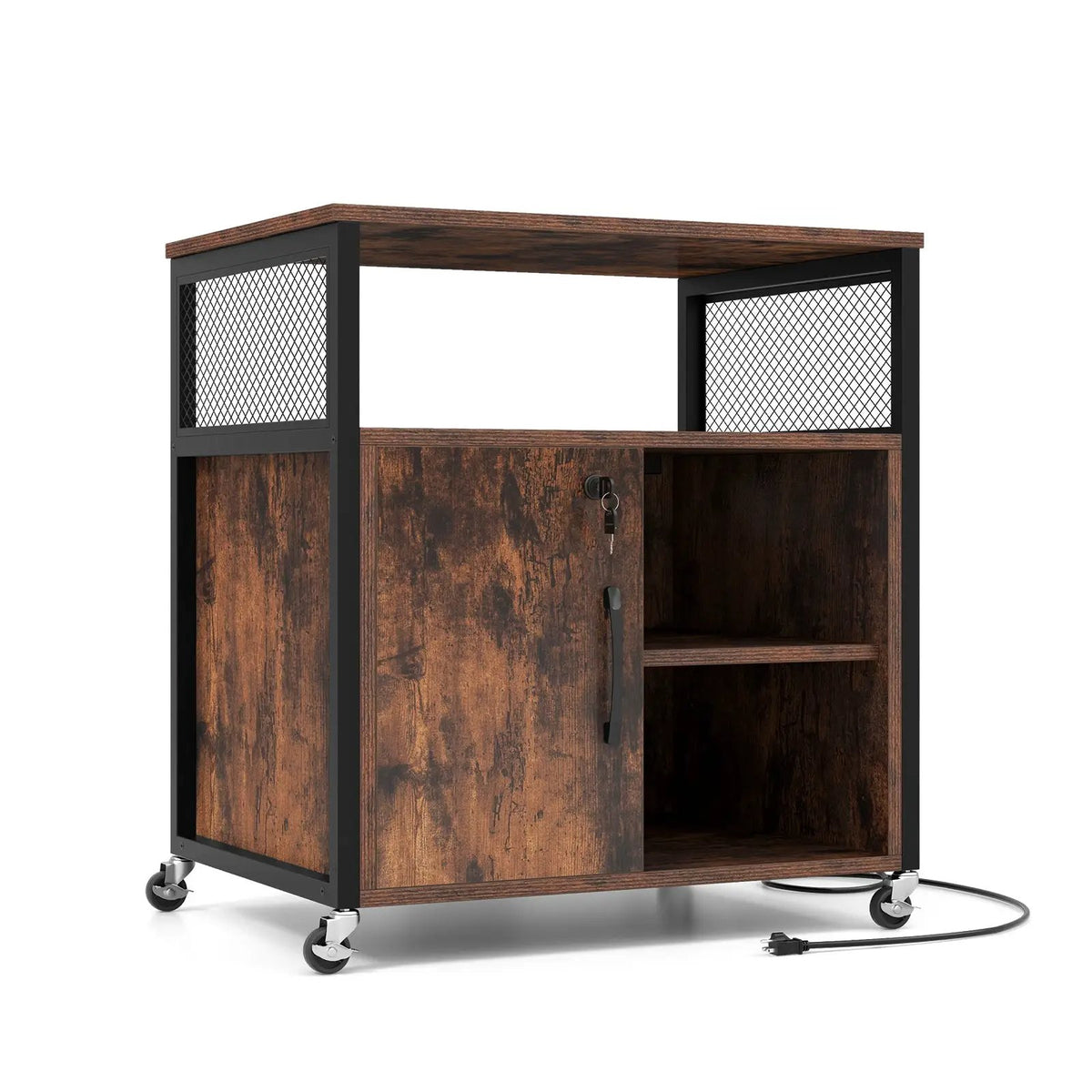File Cabinet on Wheels with Charging Station and Cable Management Hole by DirectDeals