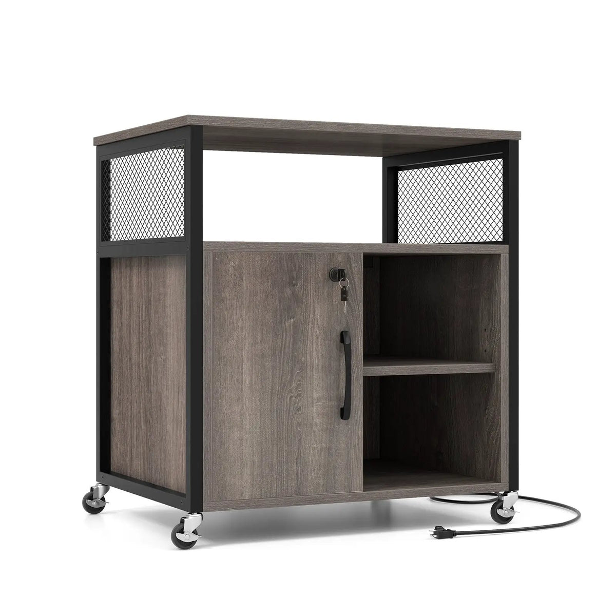 File Cabinet on Wheels with Charging Station and Cable Management Hole by DirectDeals