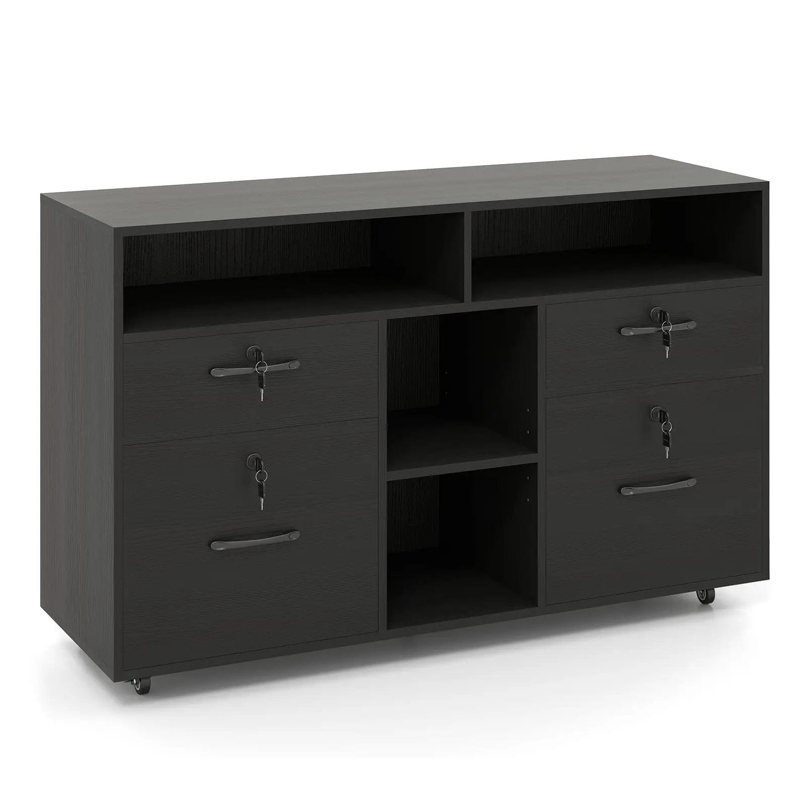 File Cabinet with Lock Mobile Lateral Filing Storage Organizer Modern Rolling Printer Stand by DirectDeals