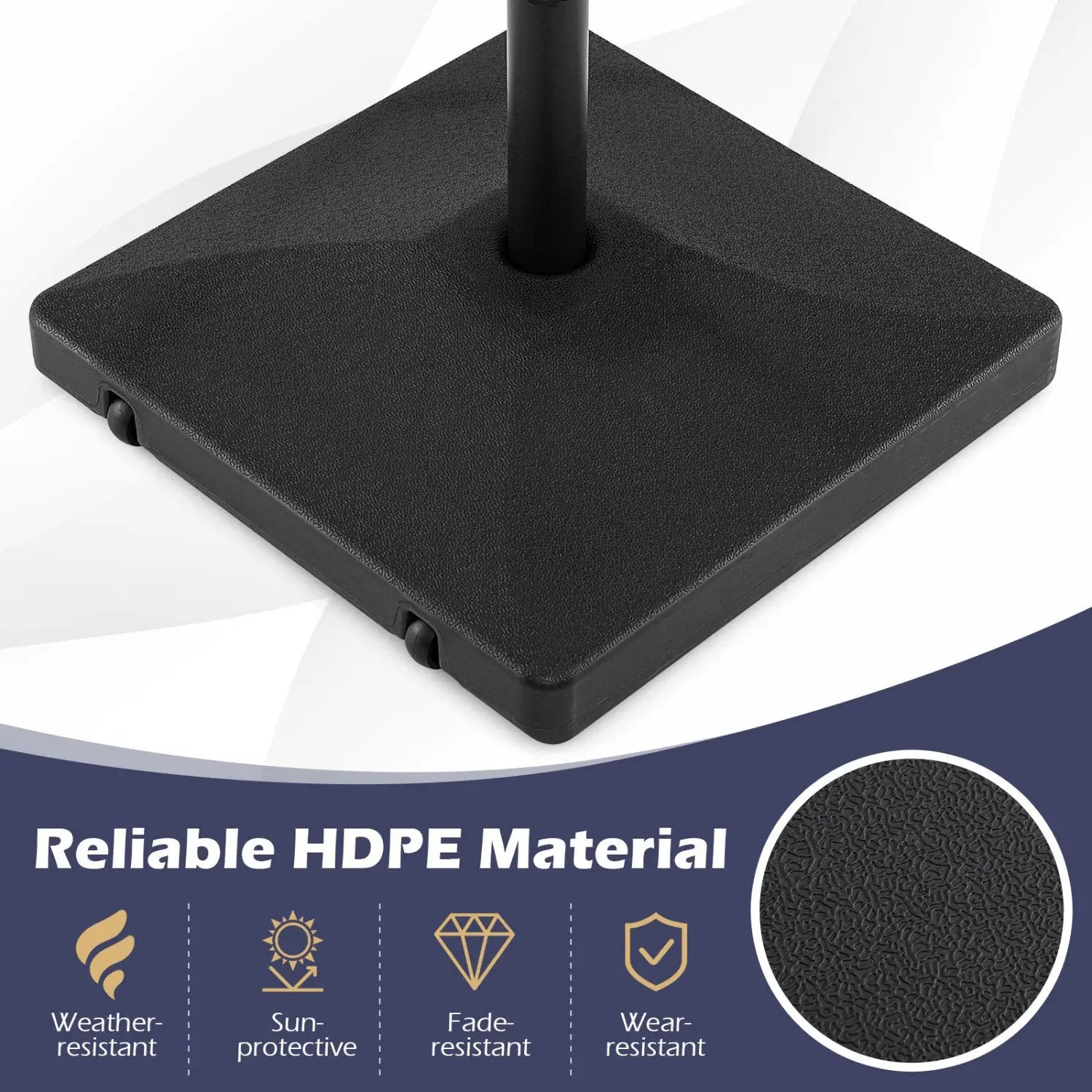Fillable Umbrella Base 90 LBS Heavy Duty with 2 Wheels-Black by DirectDeals