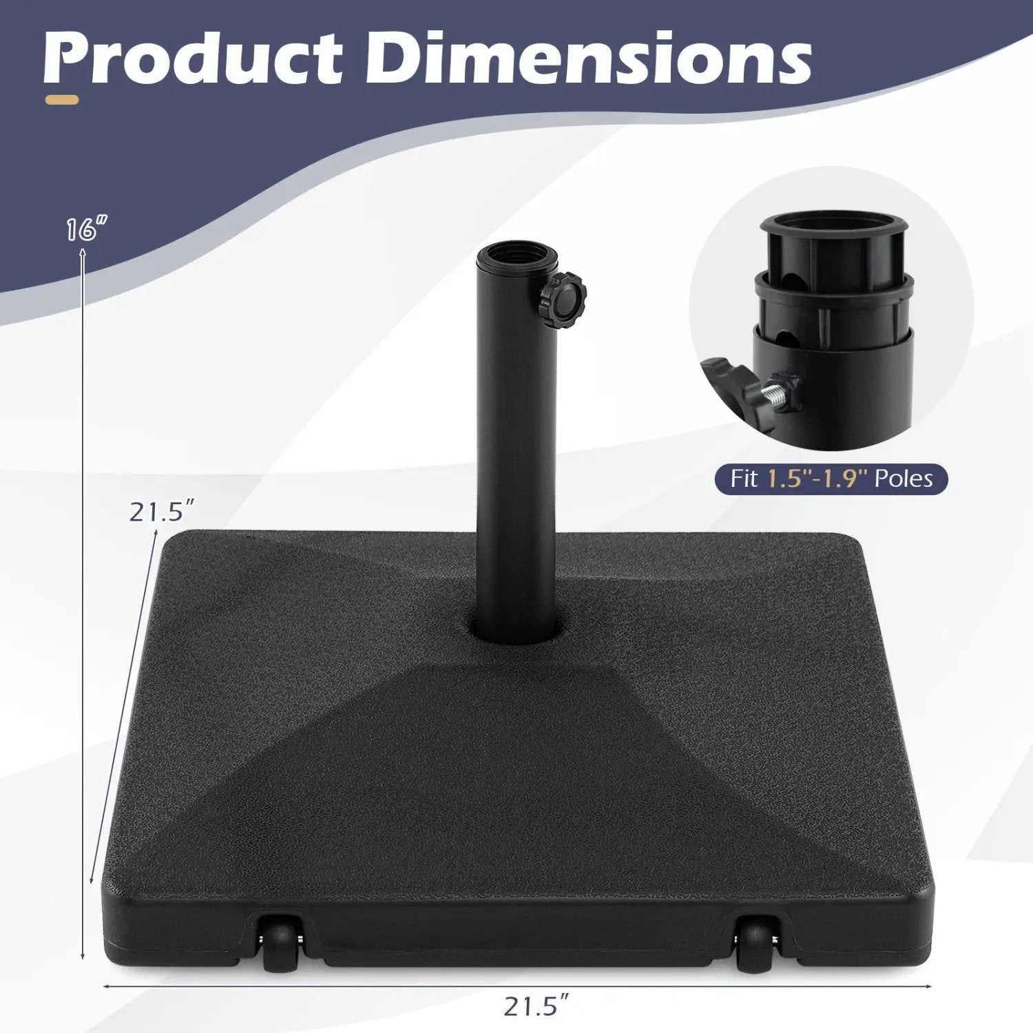 Fillable Umbrella Base 90 LBS Heavy Duty with 2 Wheels-Black by DirectDeals