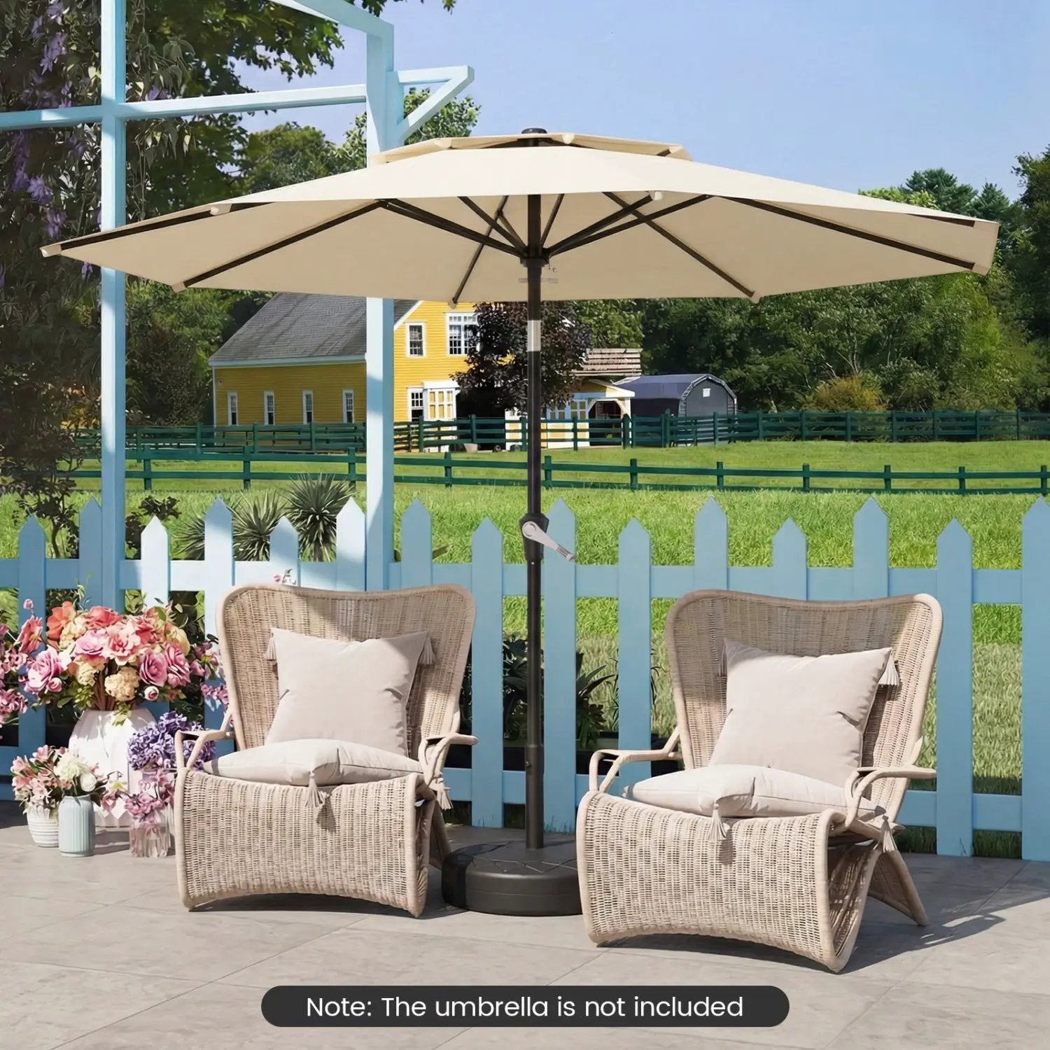Fillable Umbrella Base 90 LBS Heavy Duty Sand Filled Round Market Umbrella Stand-Black by DirectDeals