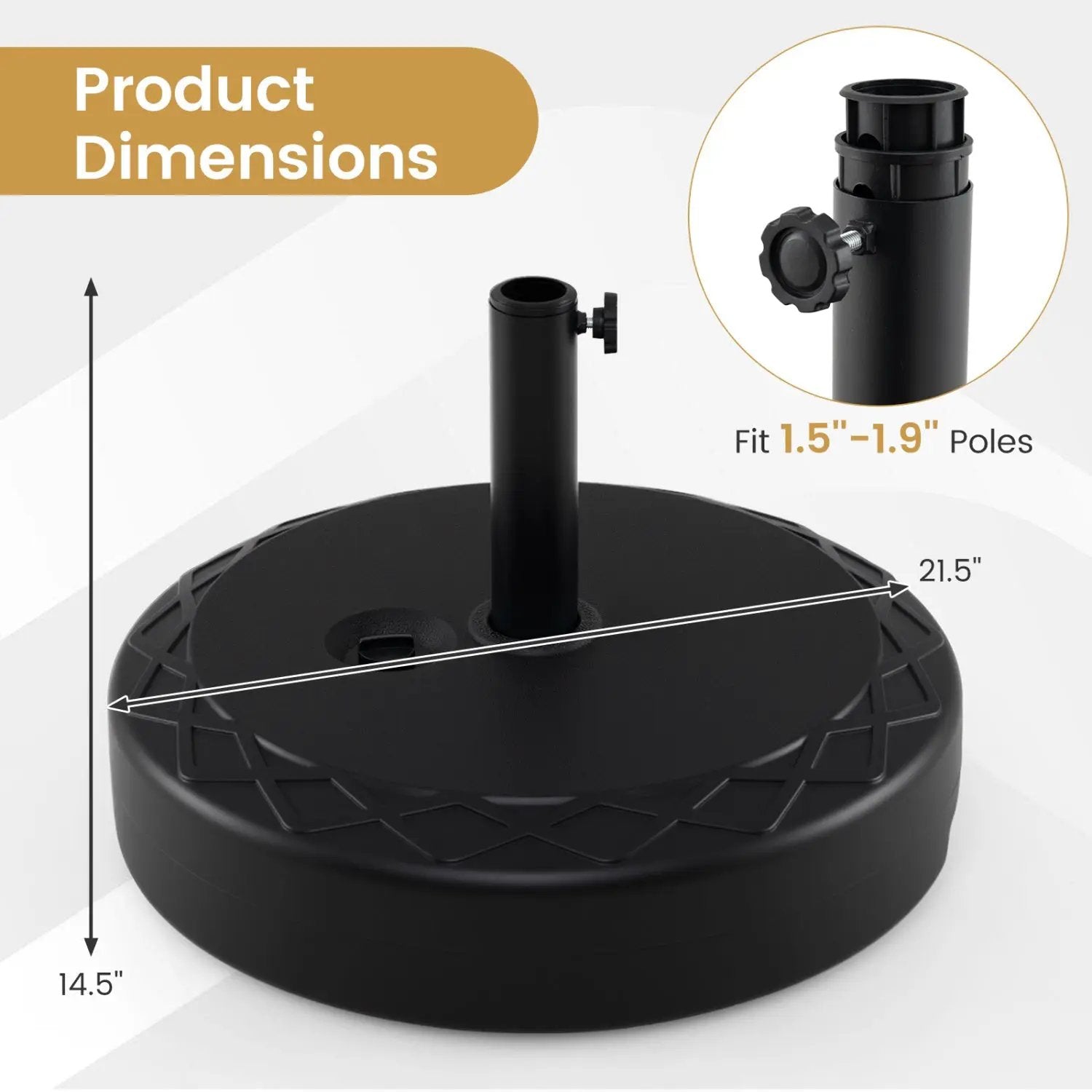 Fillable Umbrella Base 90 LBS Heavy Duty Sand Filled Round Market Umbrella Stand-Black by DirectDeals