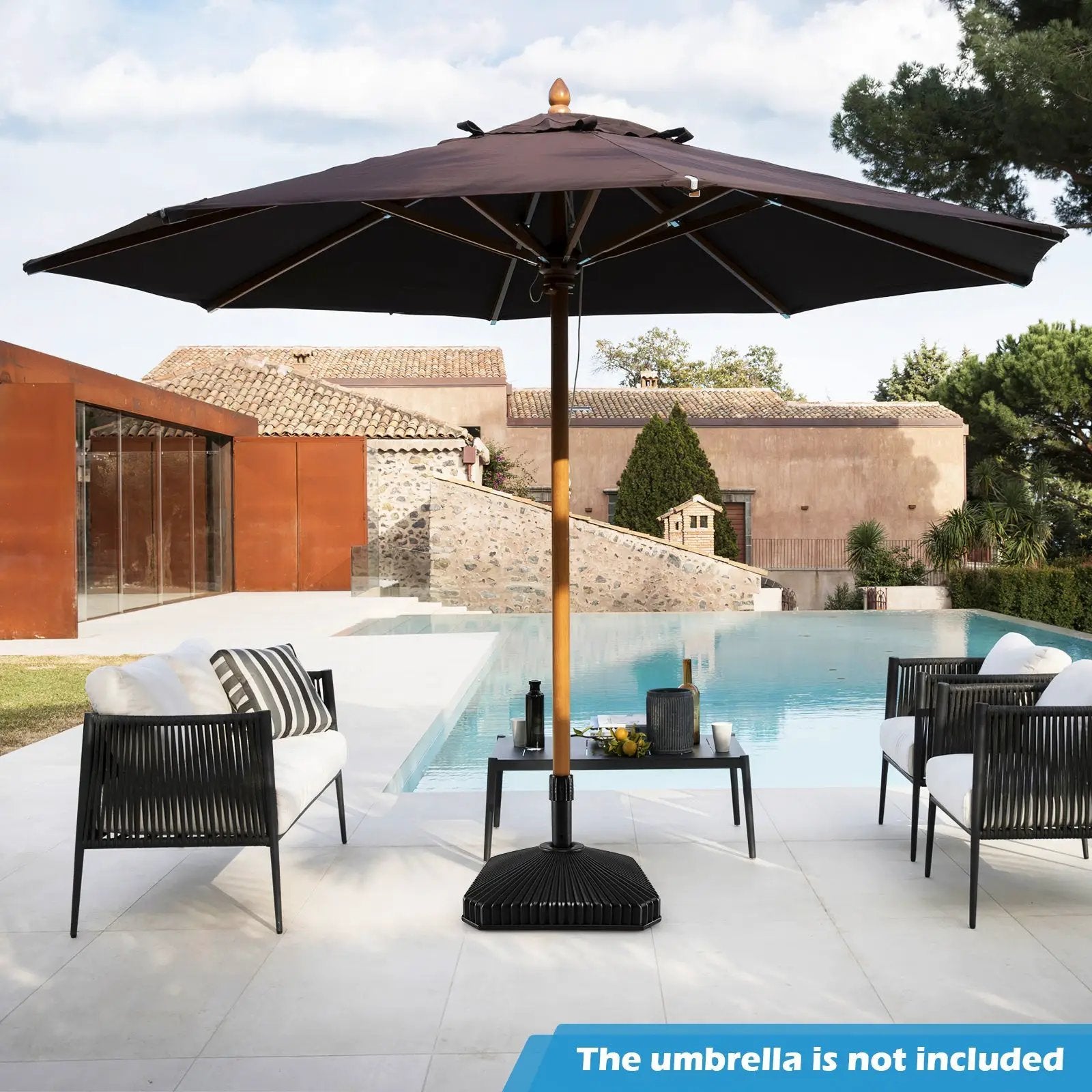 Fillable Umbrella Base with Shell Texture - 44 lb Capacity by DirectDeals