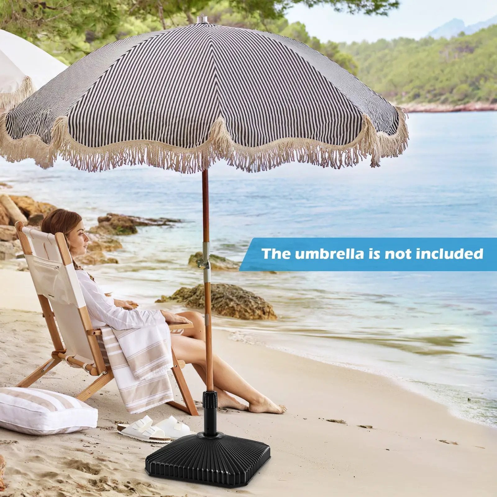Fillable Umbrella Base with Shell Texture - 44 lb Capacity by DirectDeals