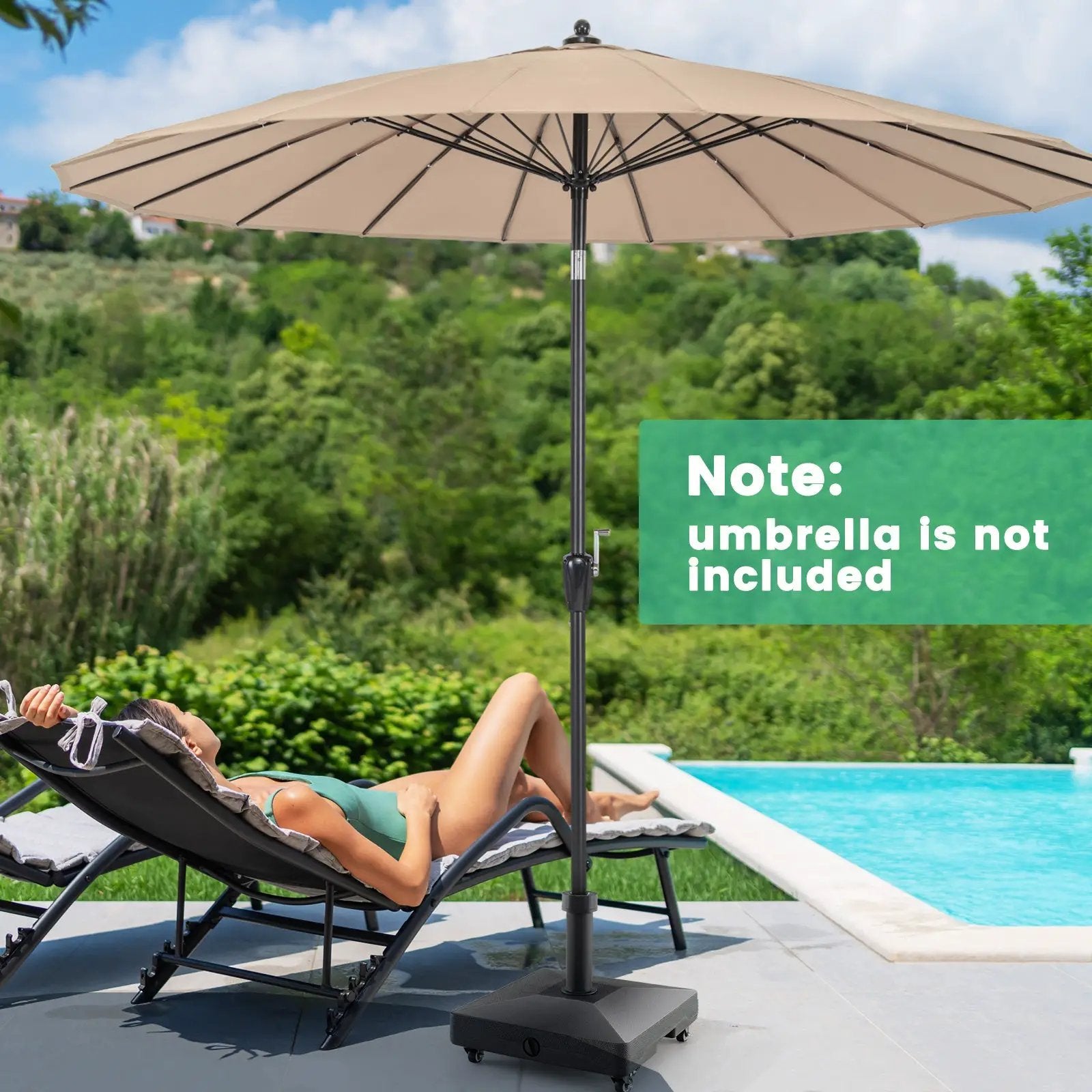 Fillable Umbrella Base Stand with Lockable Universal Wheels by DirectDeals