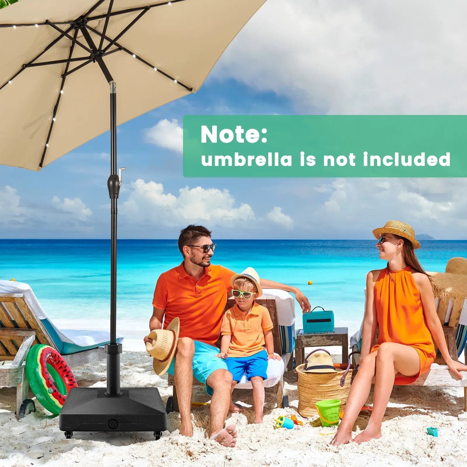 Fillable Umbrella Base Stand with Lockable Universal Wheels by DirectDeals