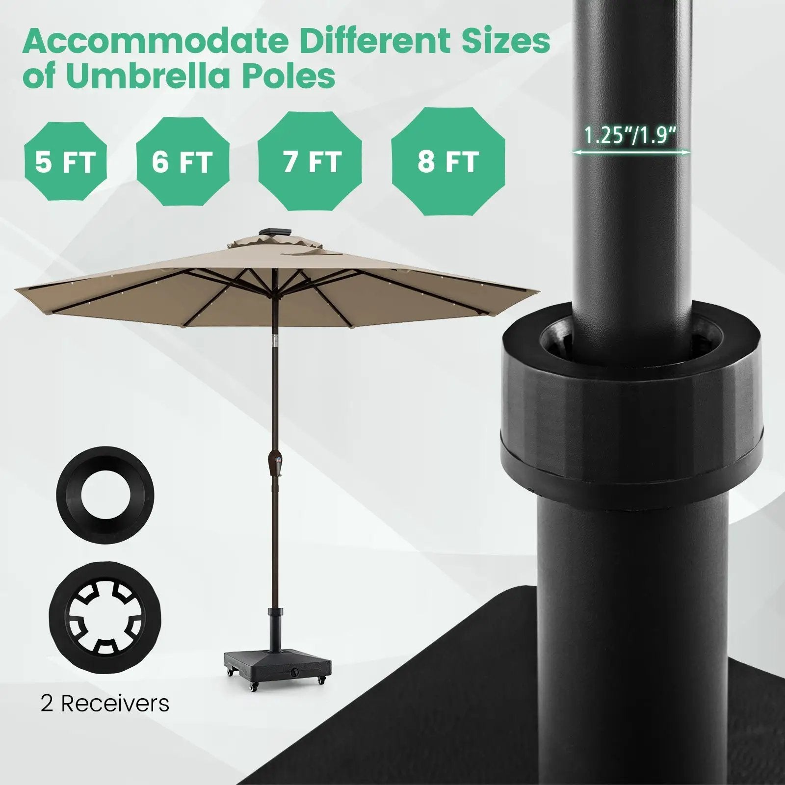 Fillable Umbrella Base Stand with Lockable Universal Wheels by DirectDeals