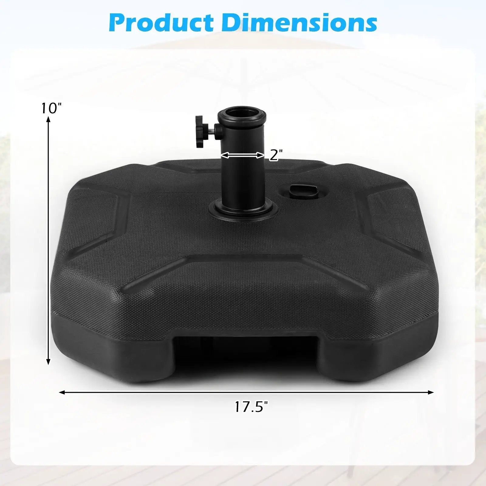 17 Inch 88 LBS Heavy-Duty Fillable Umbrella Base with Handle by DirectDeals