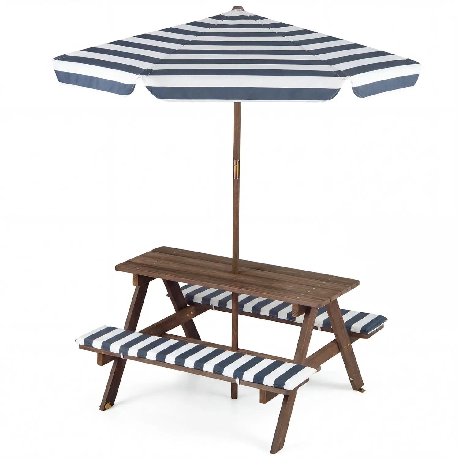 Fir Wood Kids Picnic Table with 2 Built-in Benches and Umbrella by DirectDeals