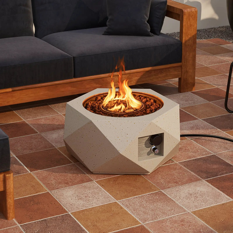 40000 BTU 28 Inch Hexagon Terrazzo Propane Fire Pit Table with Stainless Steel Burner by DirectDeals