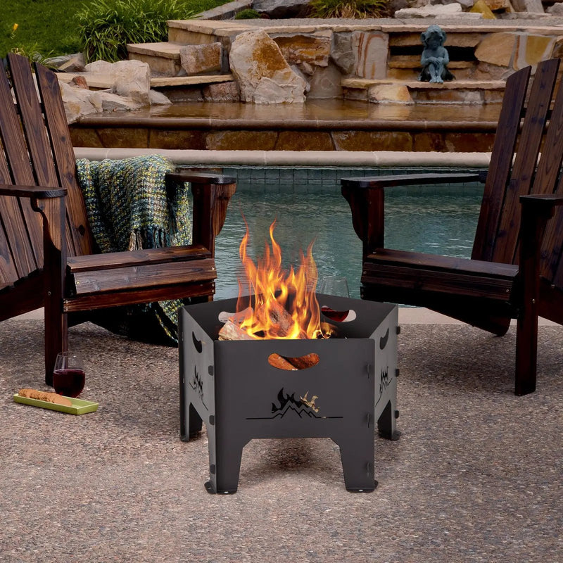 19 Inches Collapsible Portable Plug Fire Pit with Storage Bag by DirectDeals