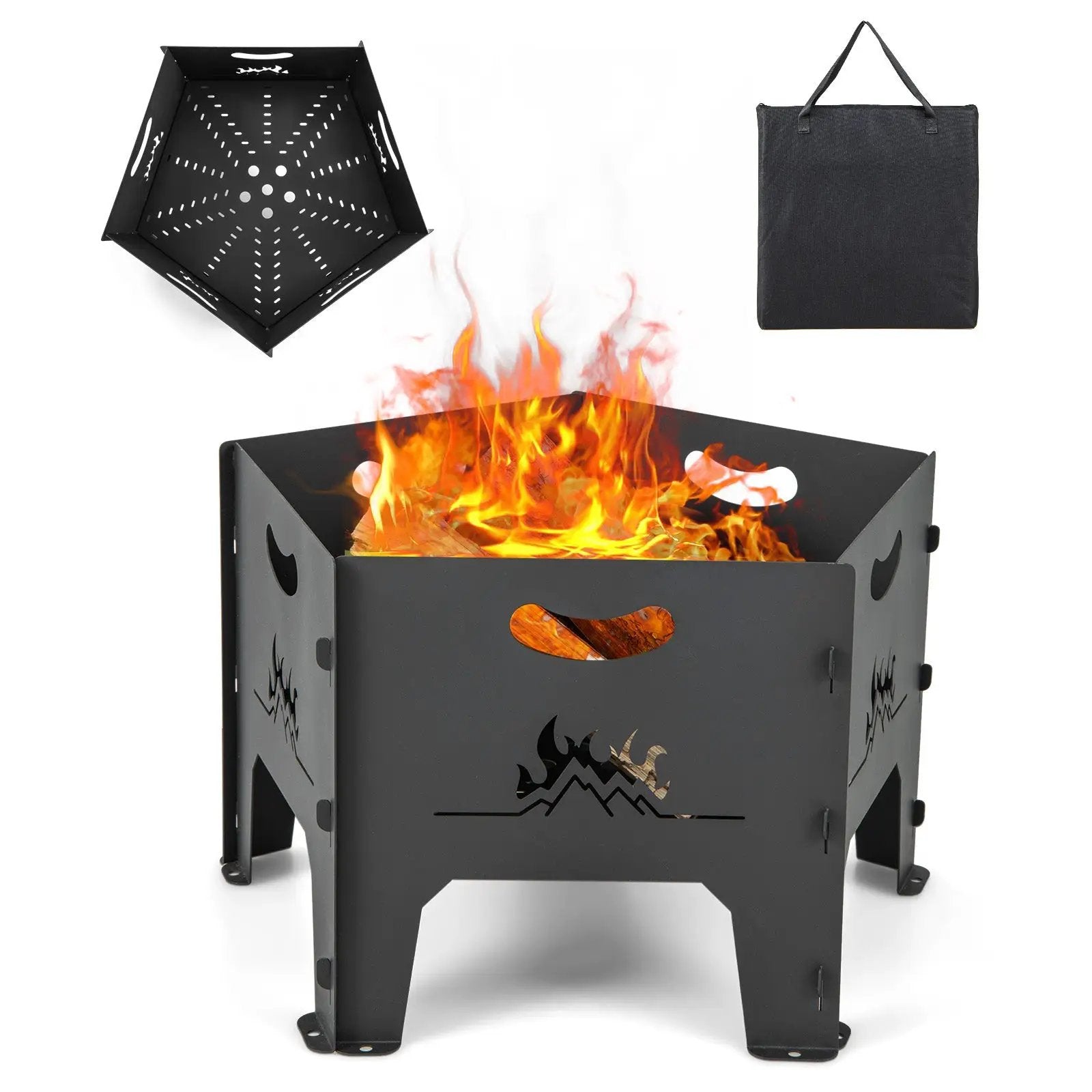19 Inches Collapsible Portable Plug Fire Pit with Storage Bag by DirectDeals