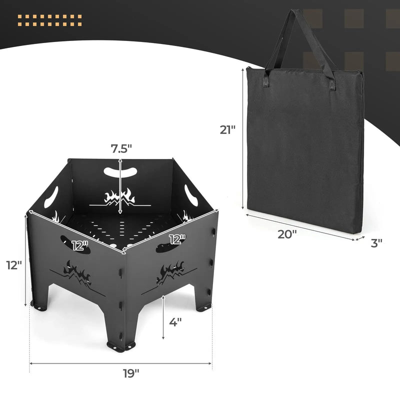 19 Inches Collapsible Portable Plug Fire Pit with Storage Bag by DirectDeals