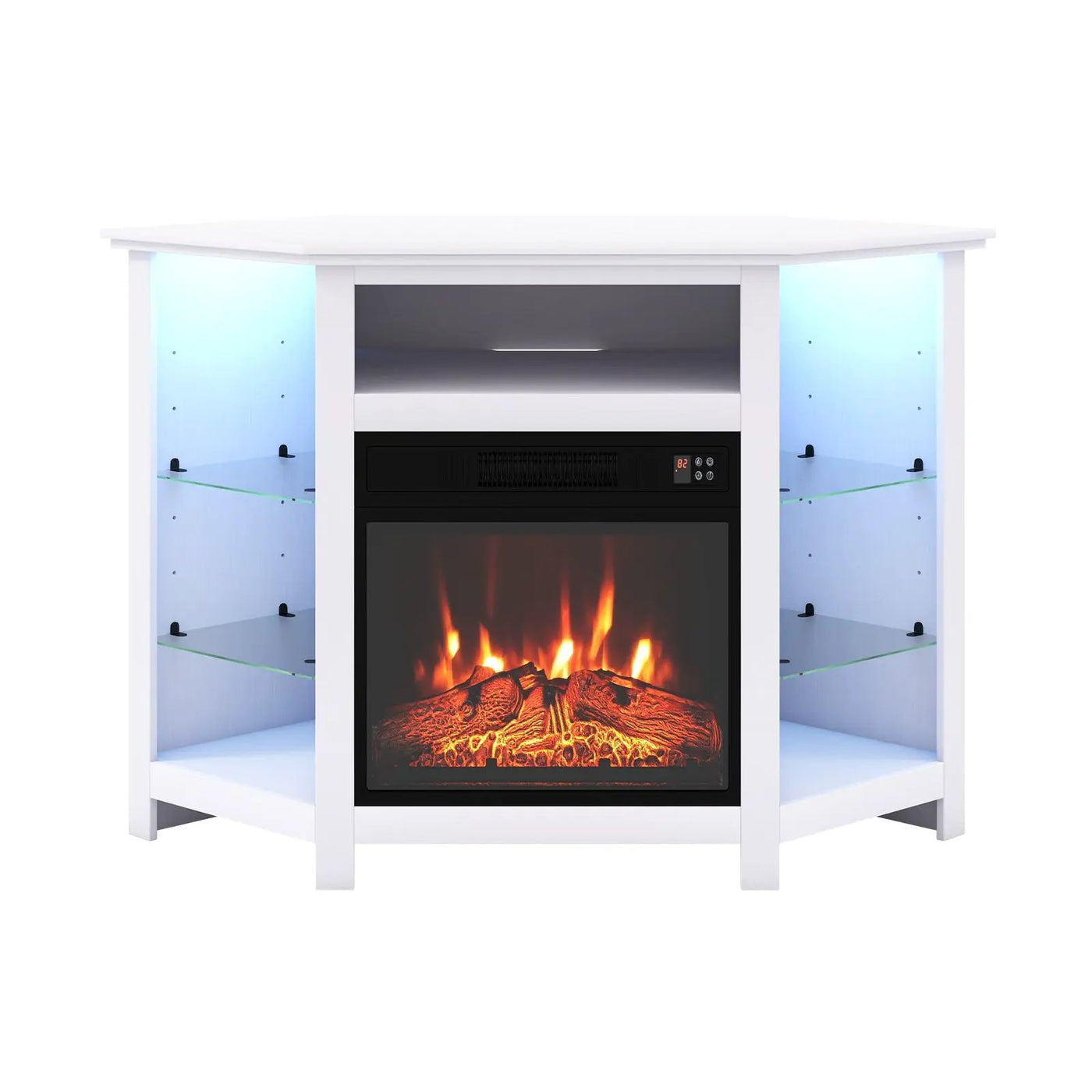 Fireplace Corner TV Stand with LED Lights and Smart APP Control for 50 Inches TV by DirectDeals
