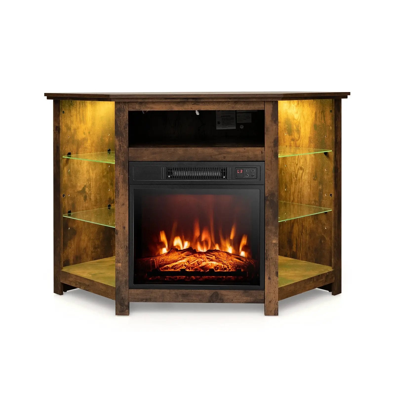 Fireplace Corner TV Stand with LED Lights and Smart APP Control for 50 Inches TV by DirectDeals