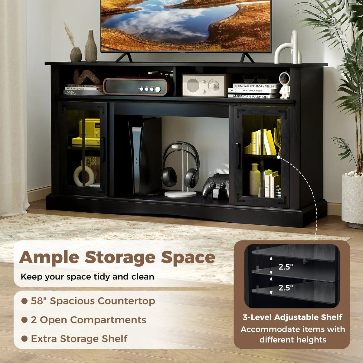 TV Stand with LED Lights and Remote Control by DirectDeals