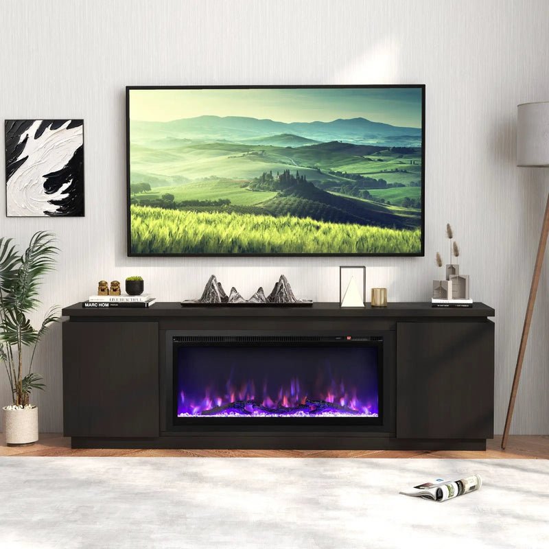 Fireplace TV Stand for TVs up to 80 Inch with 3 Adjustable Shelves by DirectDeals