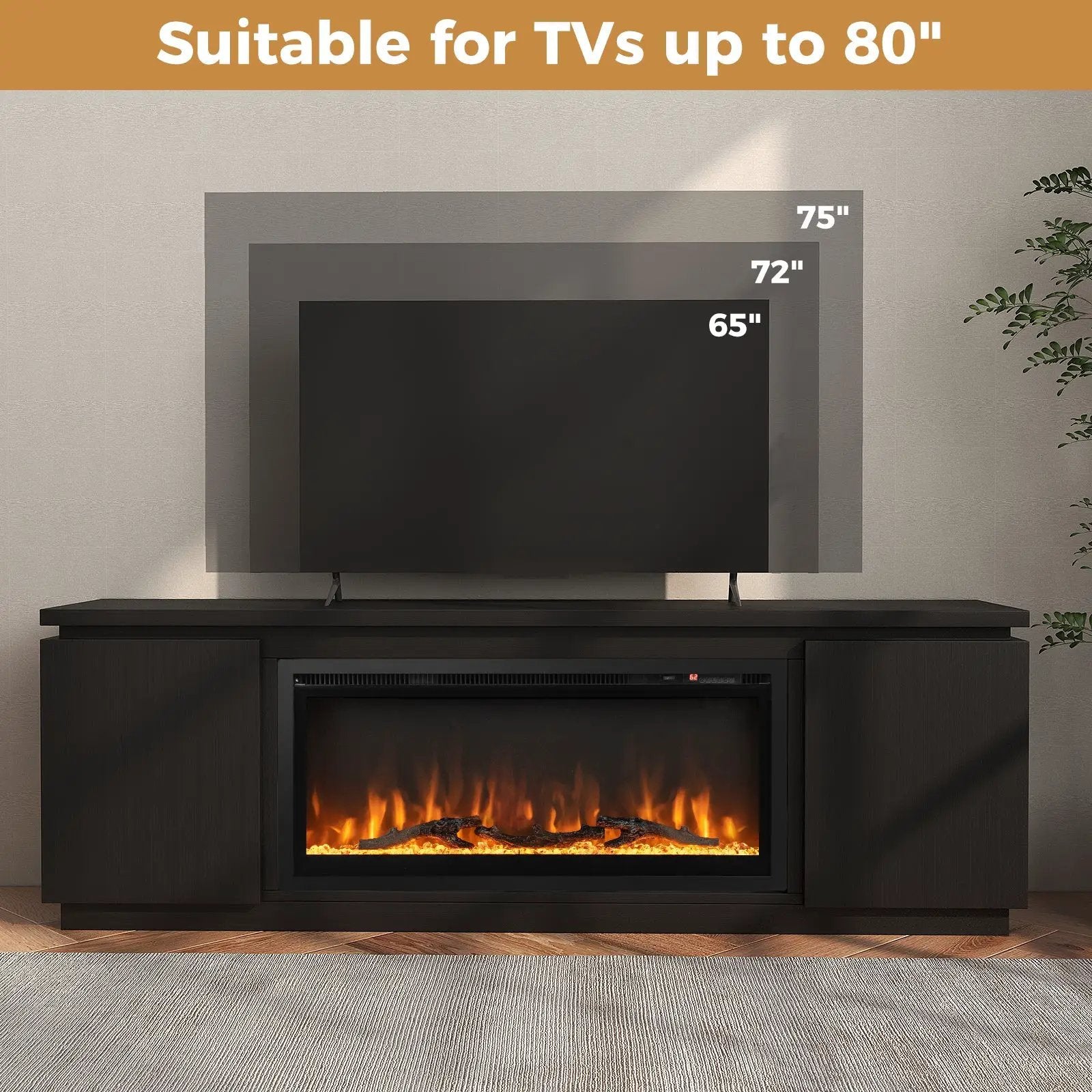 Fireplace TV Stand for TVs up to 80 Inch with 3 Adjustable Shelves by DirectDeals