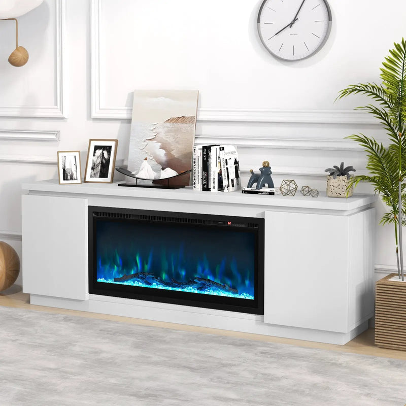 Fireplace TV Stand for TVs up to 80 Inch with 3 Adjustable Shelves by DirectDeals