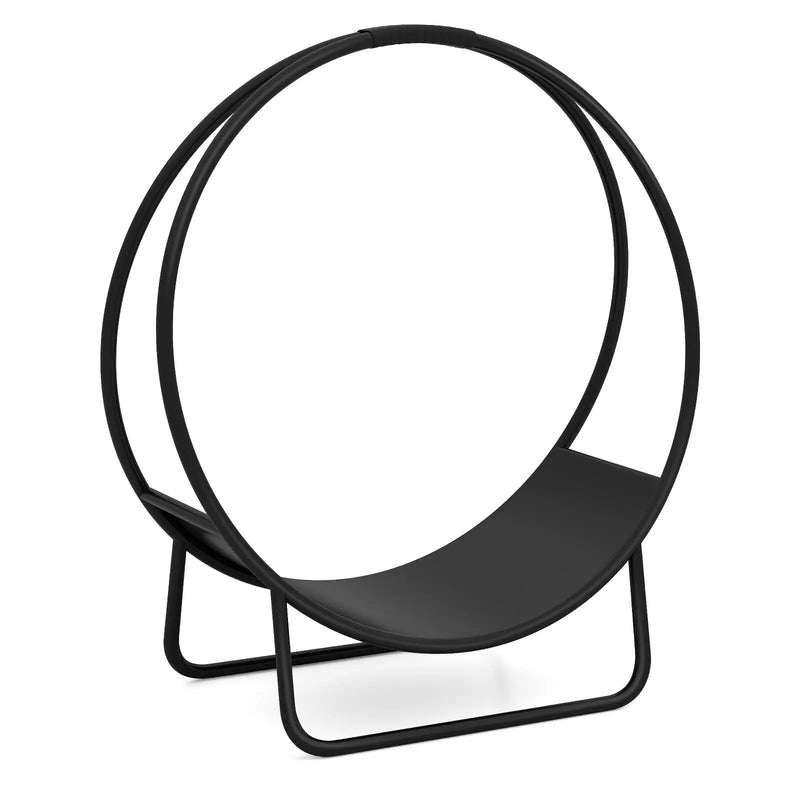 Firewood Log Hoop 20 Inch Round Heavy-duty Metal Curved Log Rack with Stand by DirectDeals