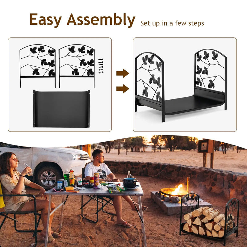 19 Inch Heavy-Duty Firewood Rack with 110 lbs Load Capacity by DirectDeals
