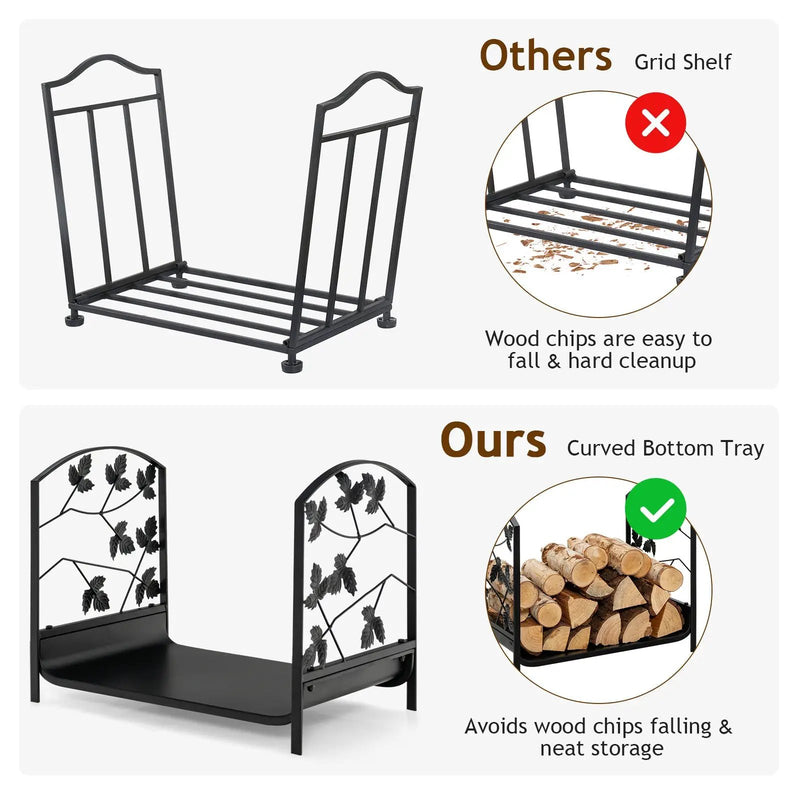 19 Inch Heavy-Duty Firewood Rack with 110 lbs Load Capacity by DirectDeals