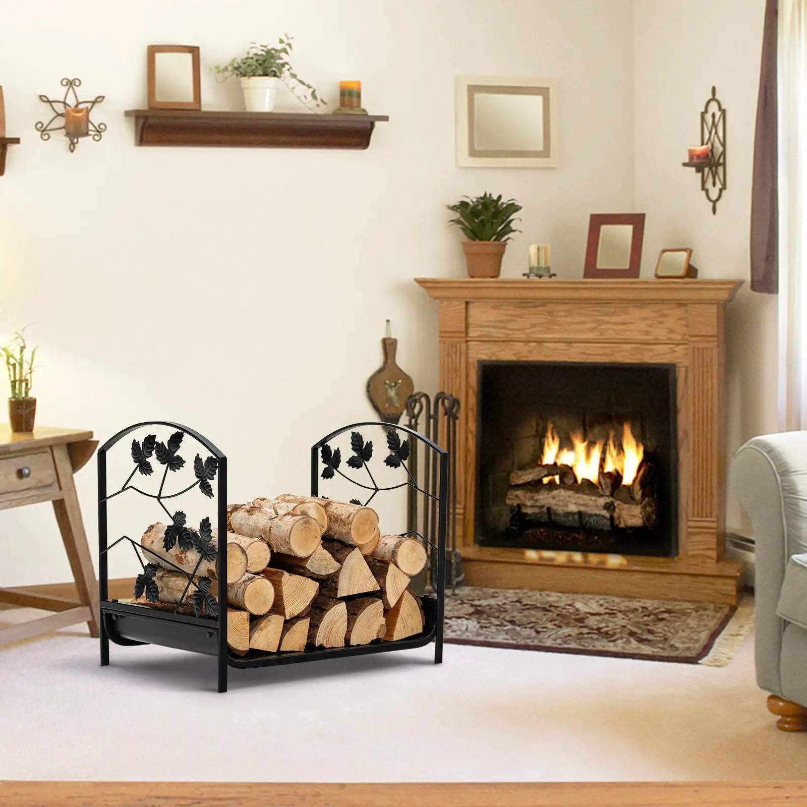 19 Inch Heavy-Duty Firewood Rack with 110 lbs Load Capacity by DirectDeals