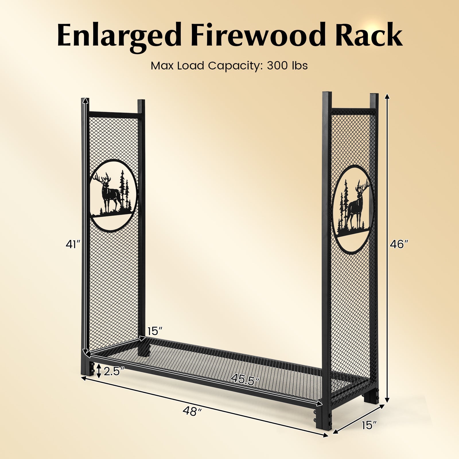 4 Feet Firewood Rack Stand with Mesh Sides by DirectDeals