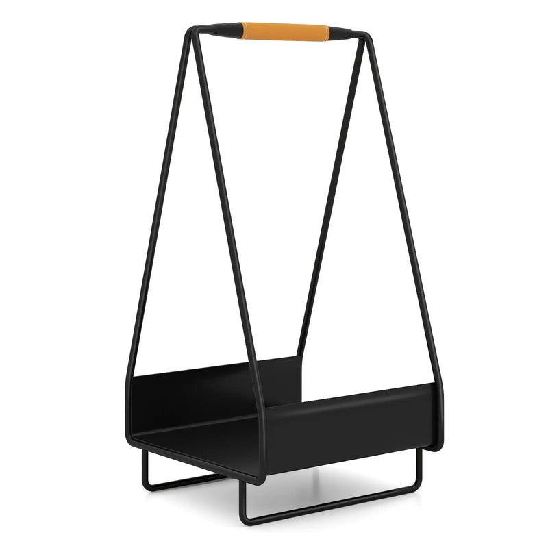 Firewood Storage Rack Heavy-duty Metal Log Holder with Handle and Square Rack by DirectDeals