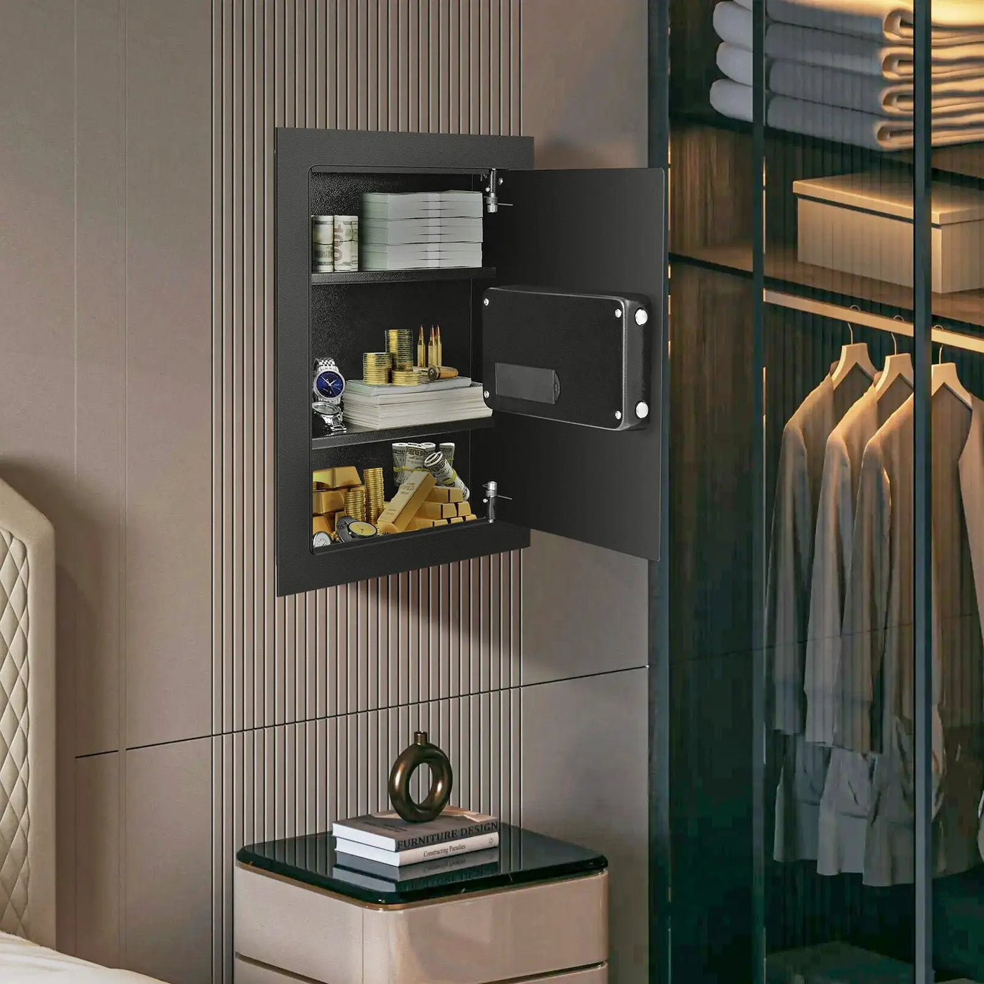 Digital Flat Recessed Wall Safe Security Lock Gun Cash Box by DirectDeals