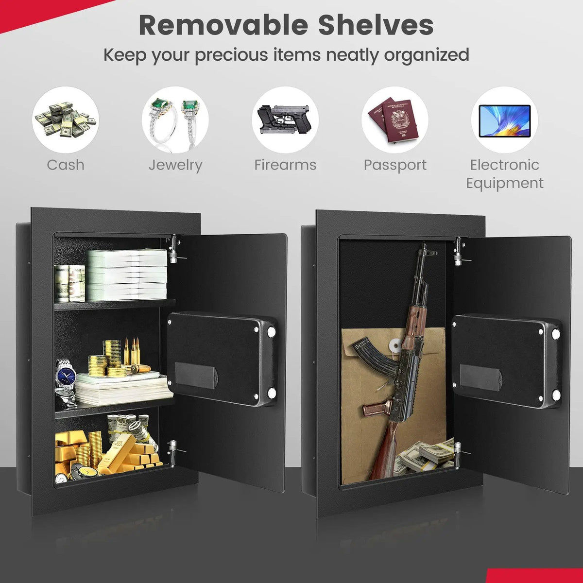 Digital Flat Recessed Wall Safe Security Lock Gun Cash Box by DirectDeals