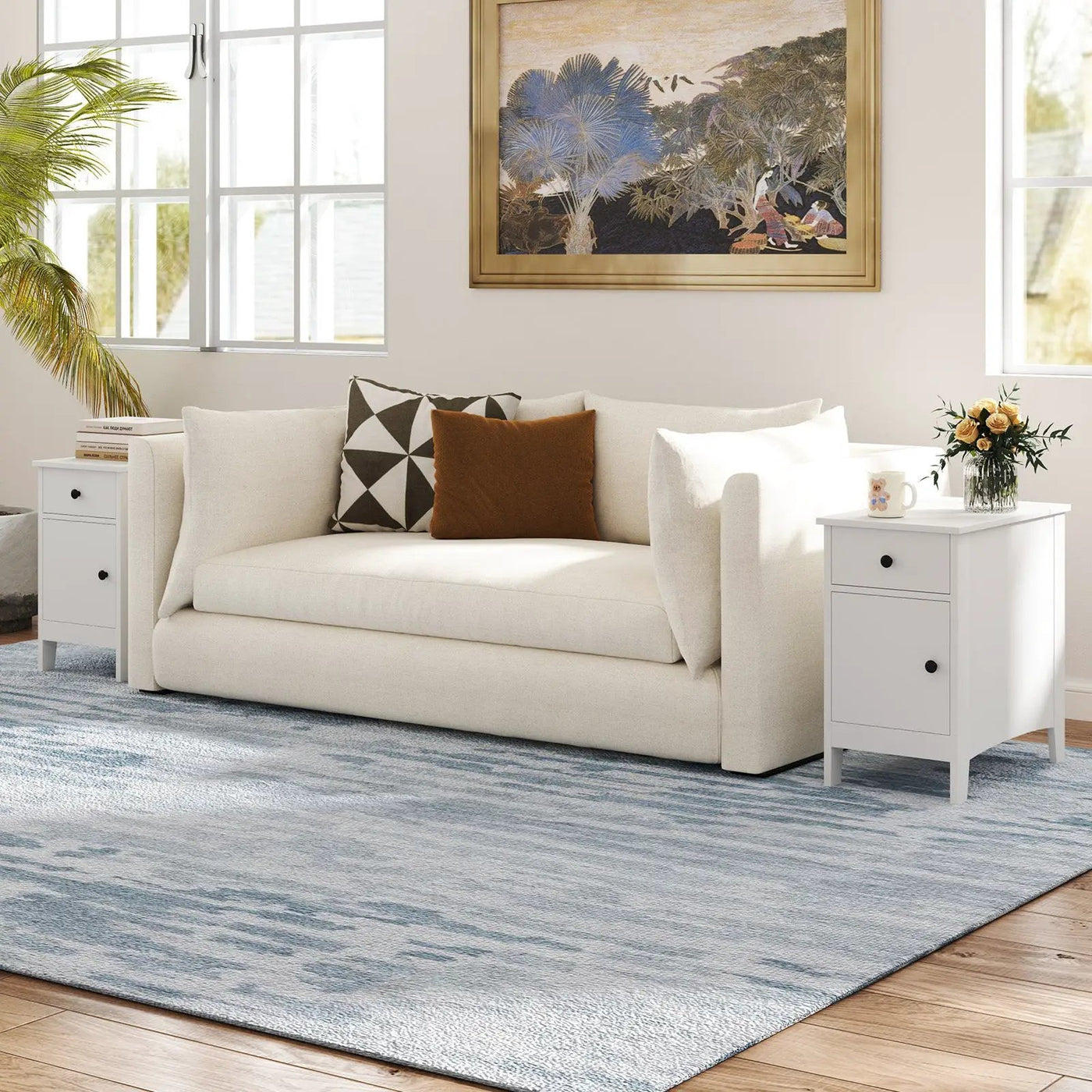 Flip Top End Table with Charging Station USB Ports Outlets and Drawer by DirectDeals