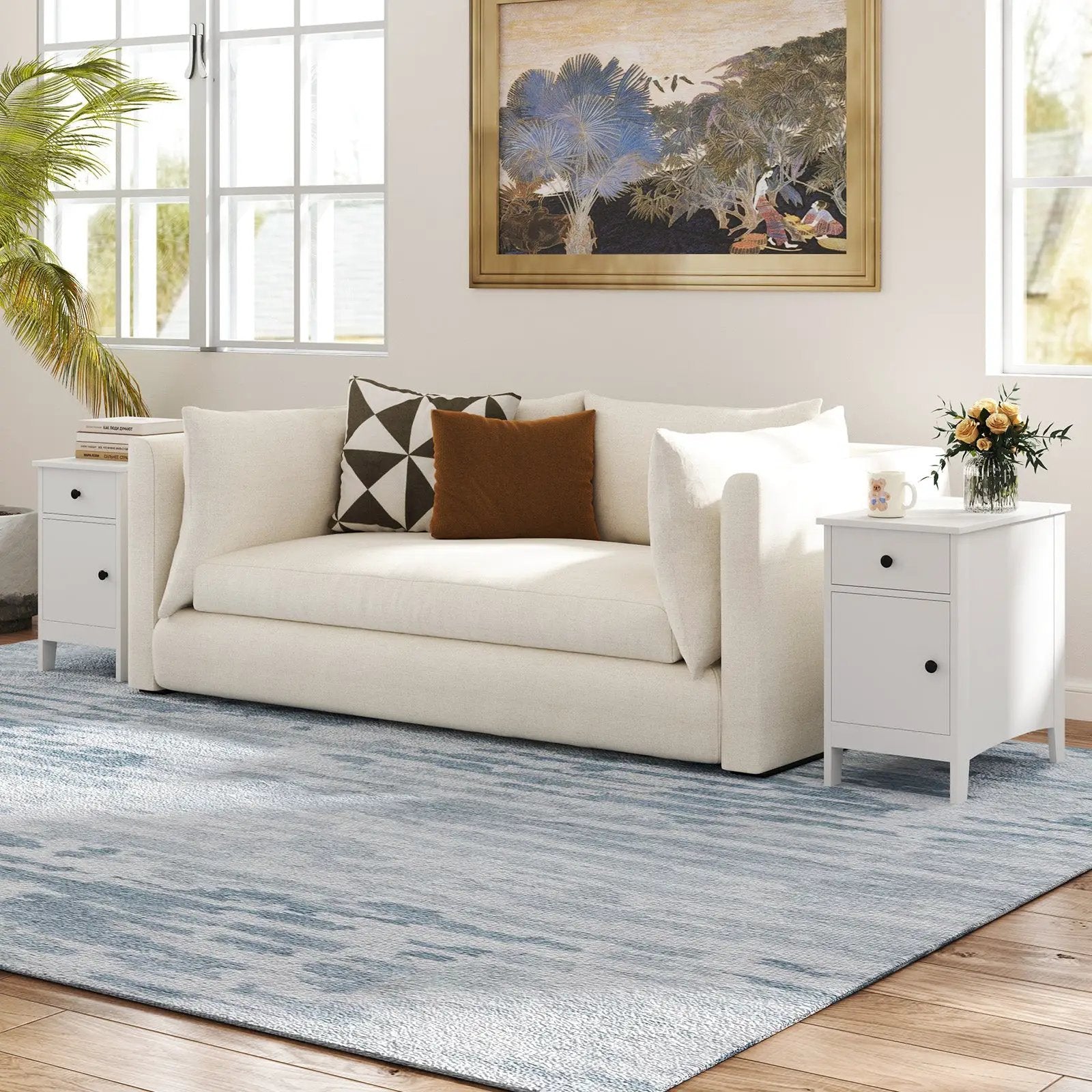 Flip Top End Table with Charging Station USB Ports Outlets and Drawer by DirectDeals