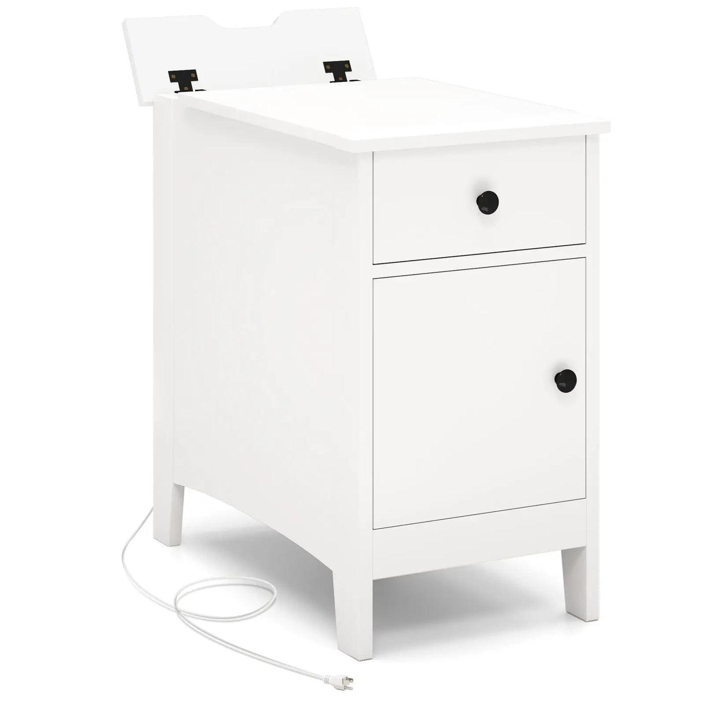 Flip Top End Table with Charging Station USB Ports Outlets and Drawer by DirectDeals