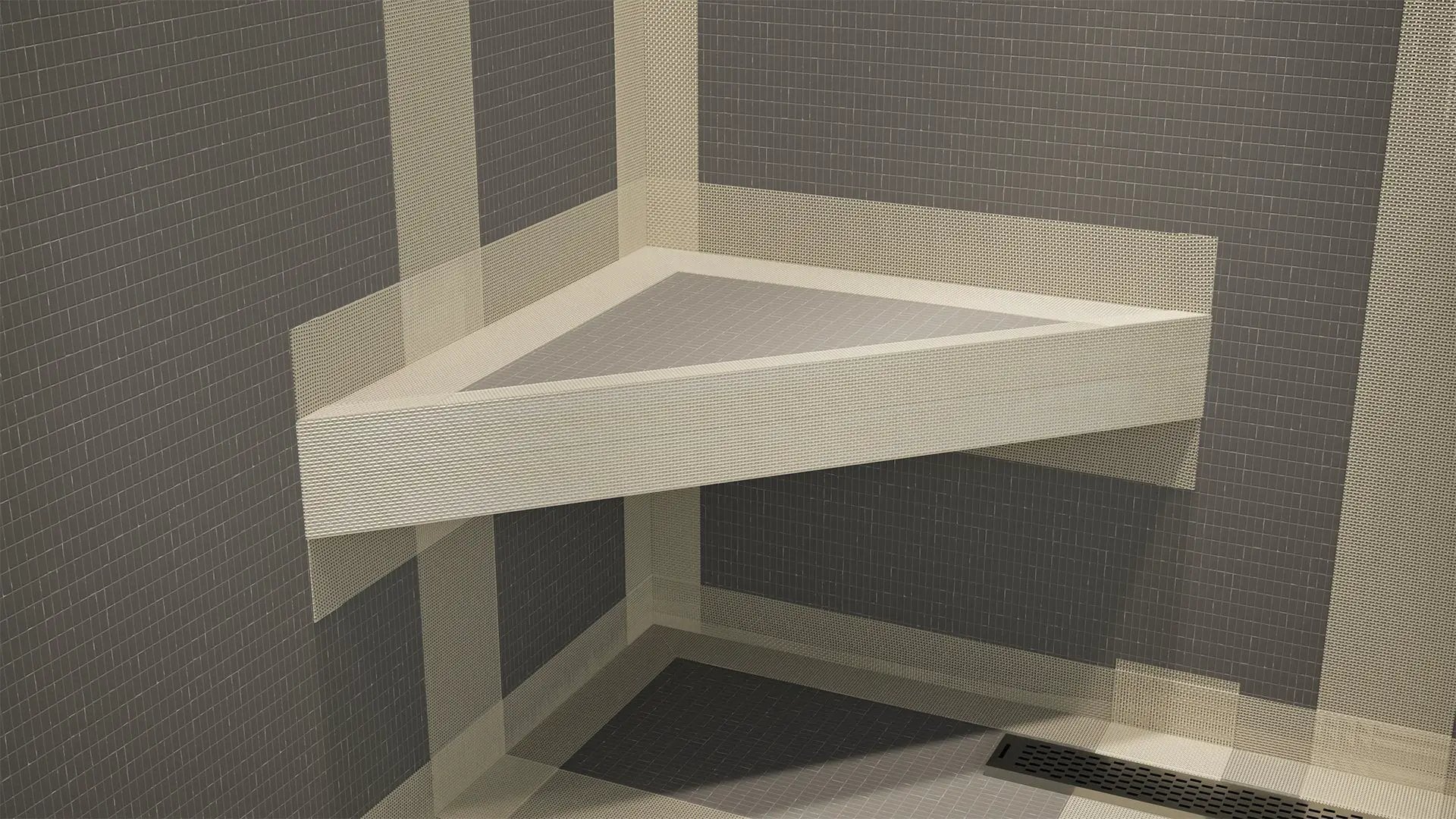 The Original Floating Corner Shower Bench Kit™ by The Original Granite Bracket