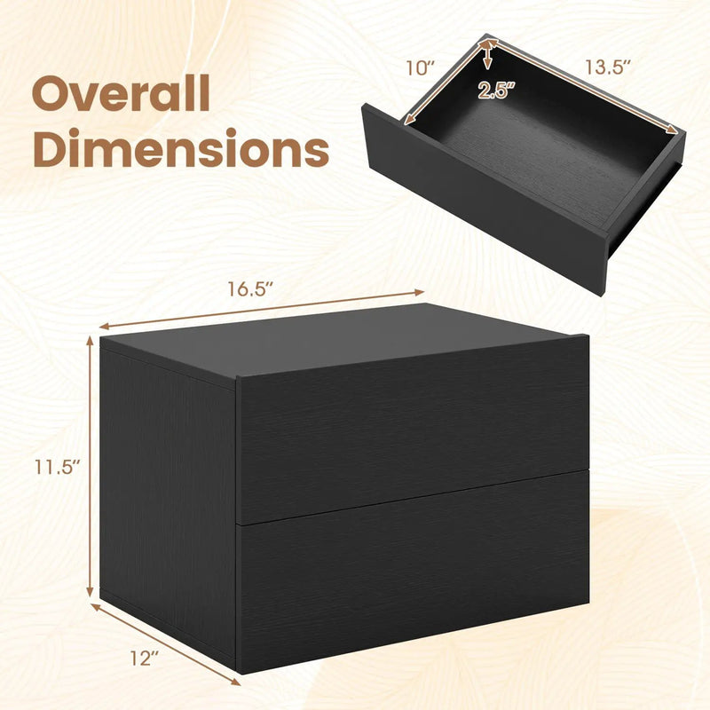 Wall Mounted Floating Nightstand with 2 Drawers by DirectDeals