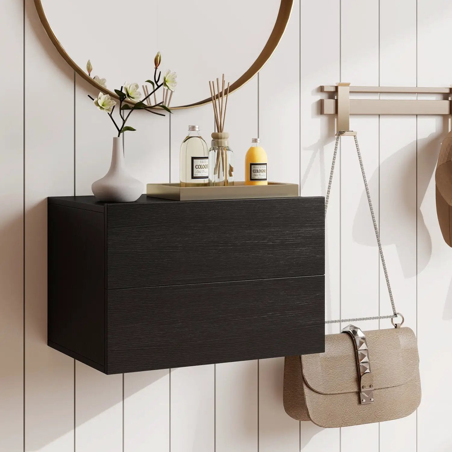 Wall Mounted Floating Nightstand with 2 Drawers by DirectDeals